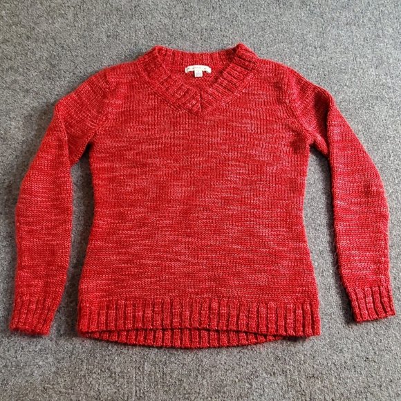 JM Collection Sweaters - J M COLLECTION Women Knit Sweater Size S Petite Red Long Sleeve V Neck Shirt